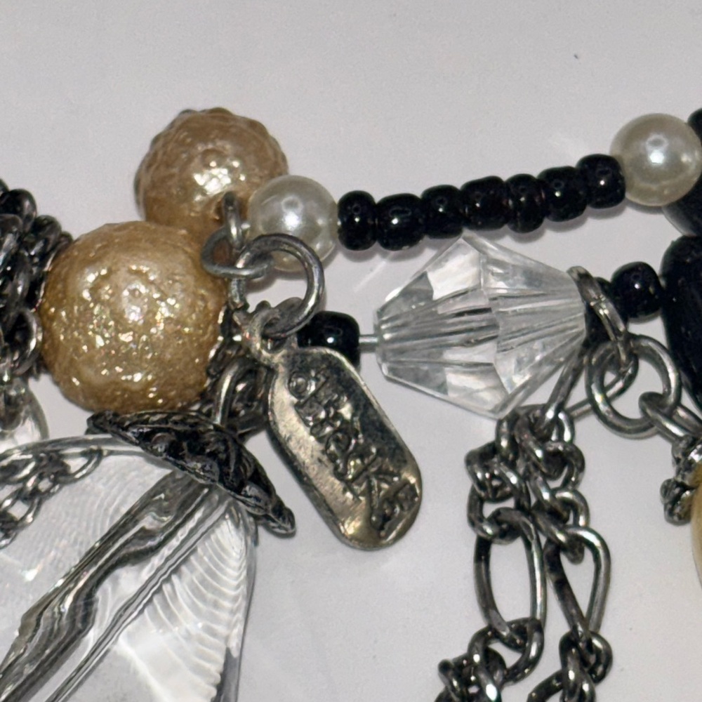 Boutique Choker Necklace Black Silver Crystal Charms - Picture 5 of 7